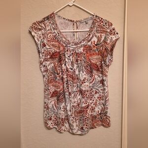 Daniel Rainn Women's Paisley Blouse - Rust, Brown- Pretty Fall Colors! Size M